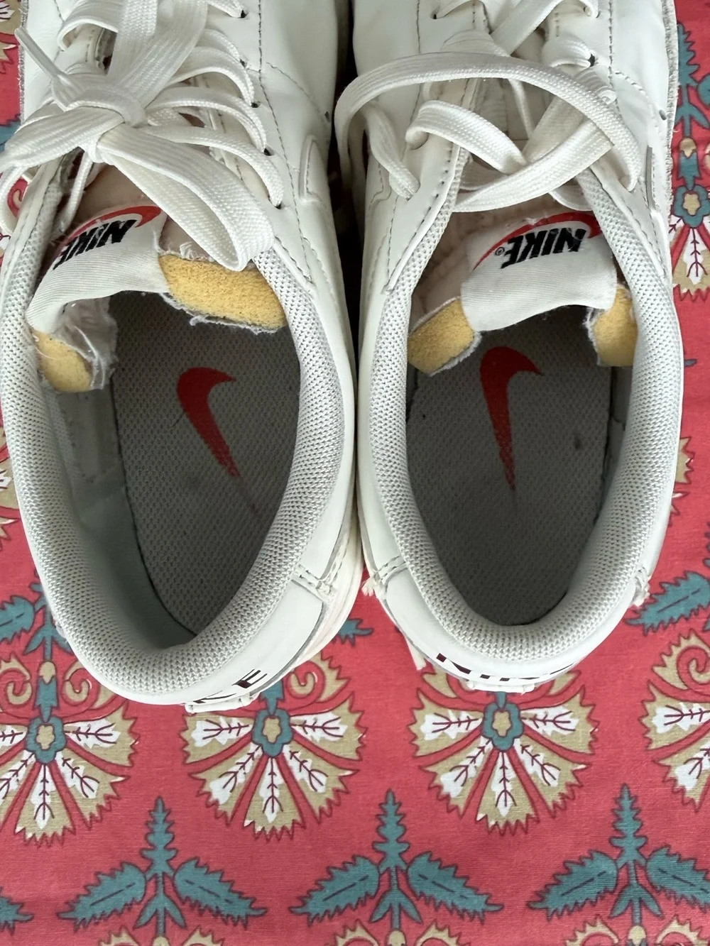 Nike White Blazer Low-Top Platform Sneakers with Beige Suede Toe